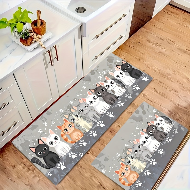 Set de 2 covoare de bucatarie, catifea, lavabile, 40x120cm