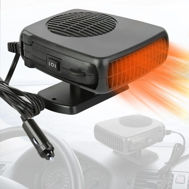 Incalzitor auto independent, 360° rotativ, 12V, 150W, pentru dezghetare parbriz