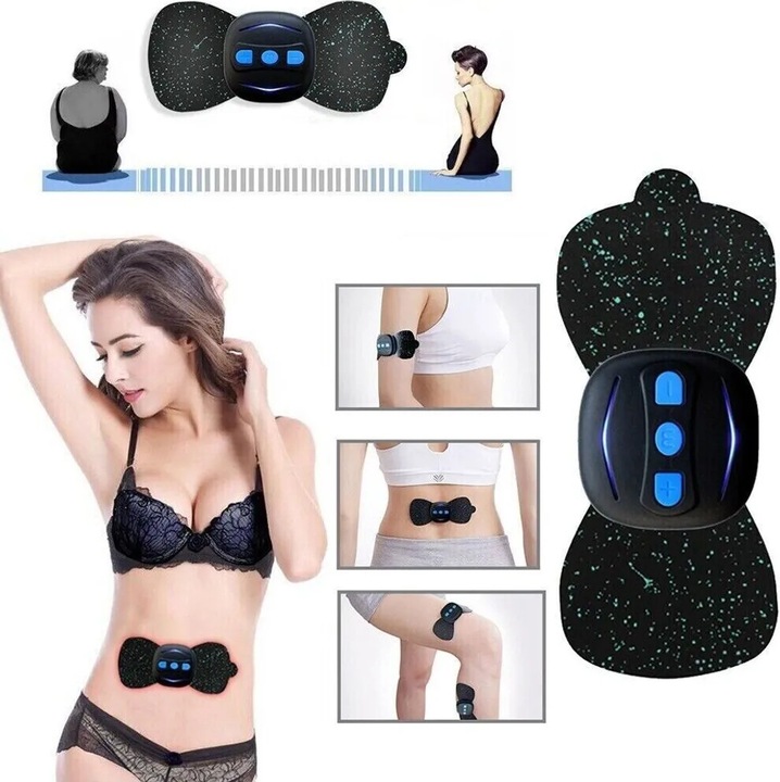 Set de plasturi de masaj pentru gat, 2 bucati, relaxare musculara, portabil, USB reincarcabil, 45x45mm