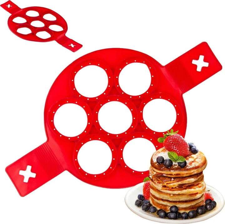 Forma din silicon pentru clatite si oua prajite, 39x23x1.5cm, usor de curatat, cu manere de siguranta