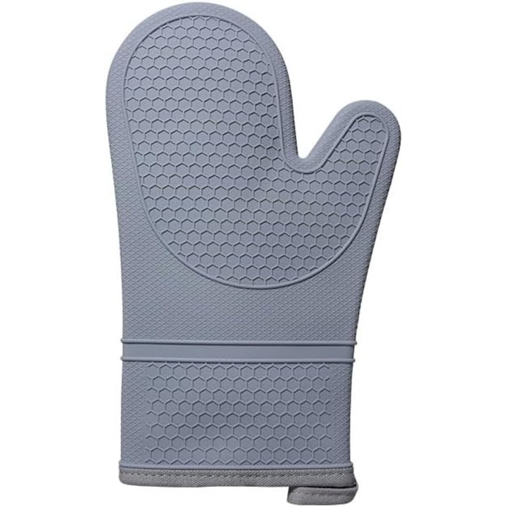 Manusi de bucatarie, captusite cu bumbac, rezistente la caldura, impermeabile, gri, set de 1 pereche