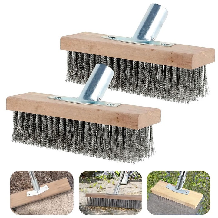 Matura metalica, 30cm, perii din otel, durabila, pentru curatarea teraselor si a suprafetelor exterioare