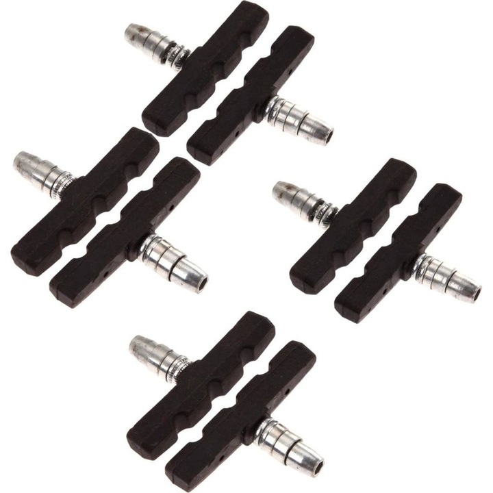 Set 8 piese kit asamblare frane Shimano, 4 perechi placute frana negre, 70mm, frane V simetrice