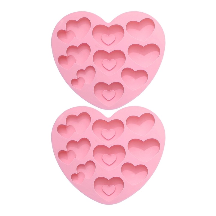 Forma prajituri din silicon, set de 2, 18 cavitati, rezistenta la temperaturi intre -60 si 260 grade Celsius, flexibila, non-aderenta, 2.3x1.7 inch - 2.4x1.6 inch