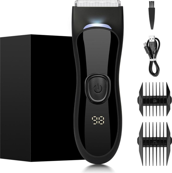 Aparat de tuns electric pentru barbati, waterproof, cu lama ceramica, negru, 15.1x4.6x3.4cm