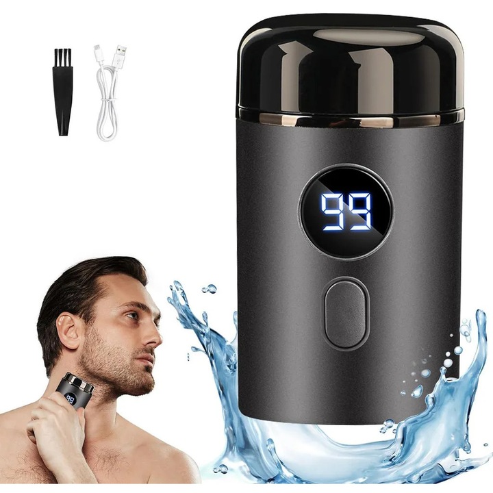 Aparat de ras electric mini, umed si uscat, 15 lame din otel inoxidabil, design waterproof, utilizare multifunctionala