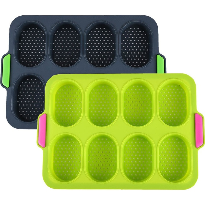 Set tavi copt din silicon, 2 bucati, non-aderent, dimensiuni 23.8x34.5x2.5cm, culoare aleatorie