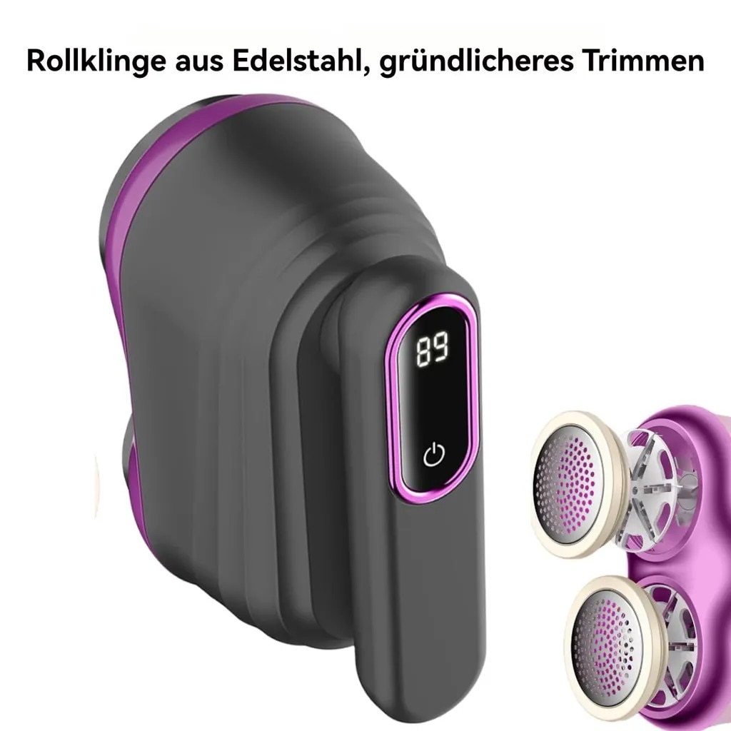 Perie pentru scame, electrica, cu display LED, maner pliabil, gri, set de curatare pentru imbracaminte, paturi si covoare.