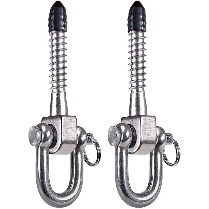 Dispozitiv de fixare hamac, set 2 piese, din otel inoxidabil 304, suport de tavan rezistent, pentru leagane si hamace de plaja