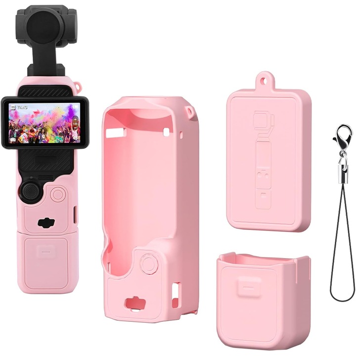 Husa de protectie din silicon pentru DJI Osmo Pocket 3, set, roz