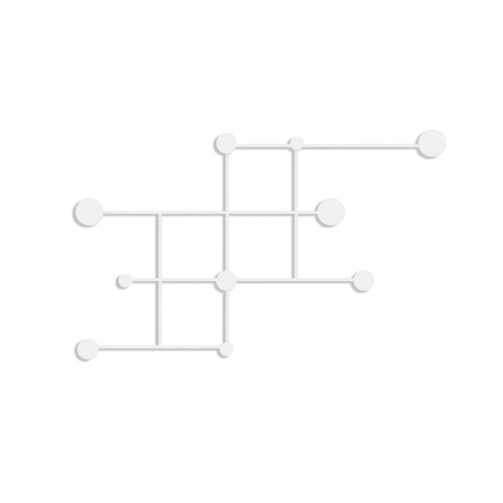 Cuier de perete Re-Bloom, metal, alb, 112 x 64 x 10 cm