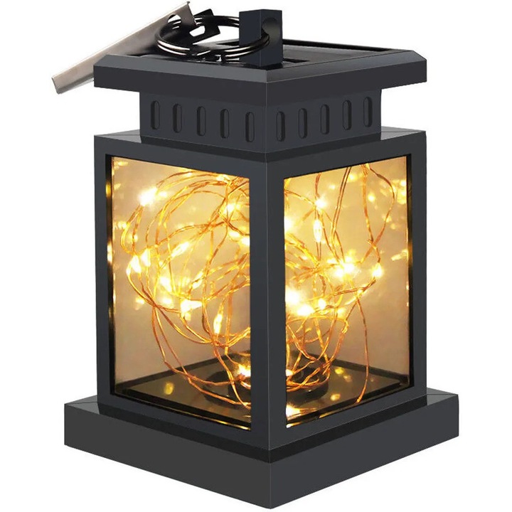 Lampi solare decorative pentru exterior, set de lanterna, LED, impermeabile, multicolor