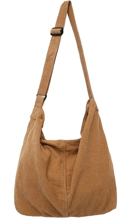 Geanta de umar din corduroy pentru femei, marron, dimensiuni mari, cu curea ajustabila, set de utilizare zilnica