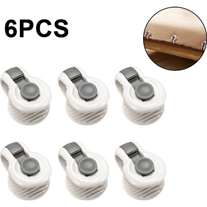 Set 6 clips pentru conforter, gri, 5.1x3.6x3.1cm