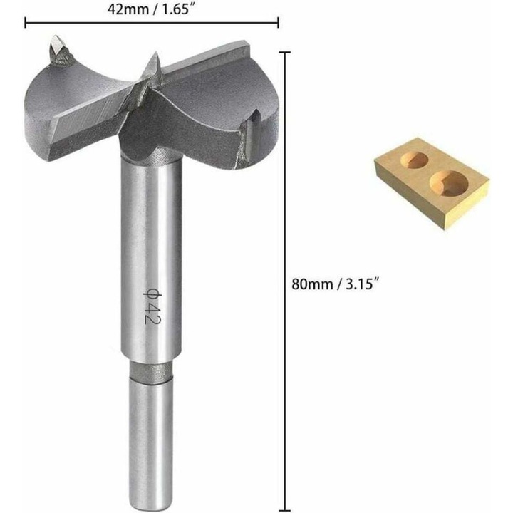 Set burghie din otel carburat, 42 mm, design X-wing, pentru lemn si placaj
