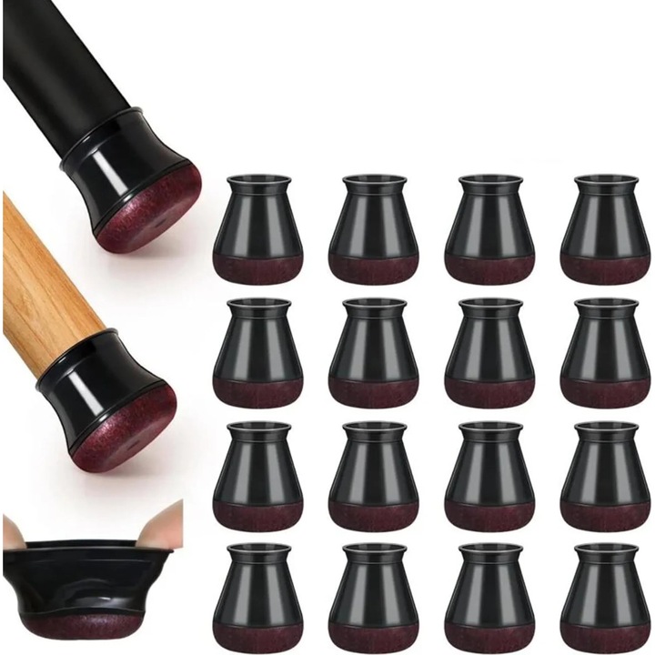 Protectii pentru picioarele scaunelor, 16 bucati, silicon transparent, reduc zgomotul, dimensiune mica