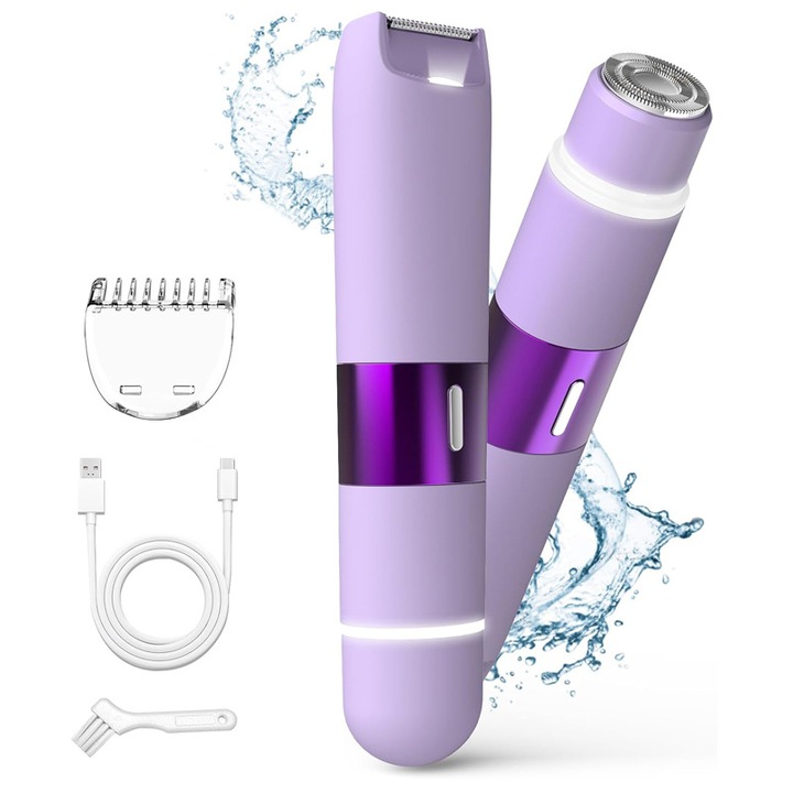 Epilator electric 2 in 1, capete interschimbabile, utilizare umeda si uscata, incarcabil, pentru fata si corp