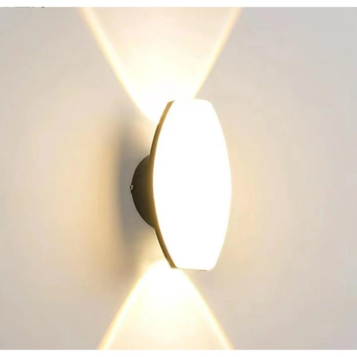 Aplica de perete LED, design modern, neagra, IP65, 30x10cm