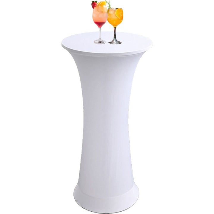 Fete de masa, alb, 80x110 cm, pentru mese cu baza rotunda, material elastic, lavabil