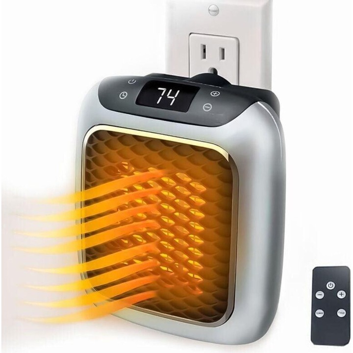 Kerámia hősugárzó 800W, gyors fűtés, LED kijelző, időzítő funkció, 13x13x6cm, többszínű