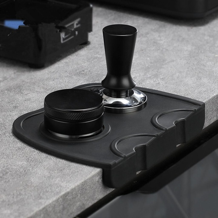 Mata anti-tamper din silicon, 20x14.5cm, neagra, pentru portafiltru de cafea