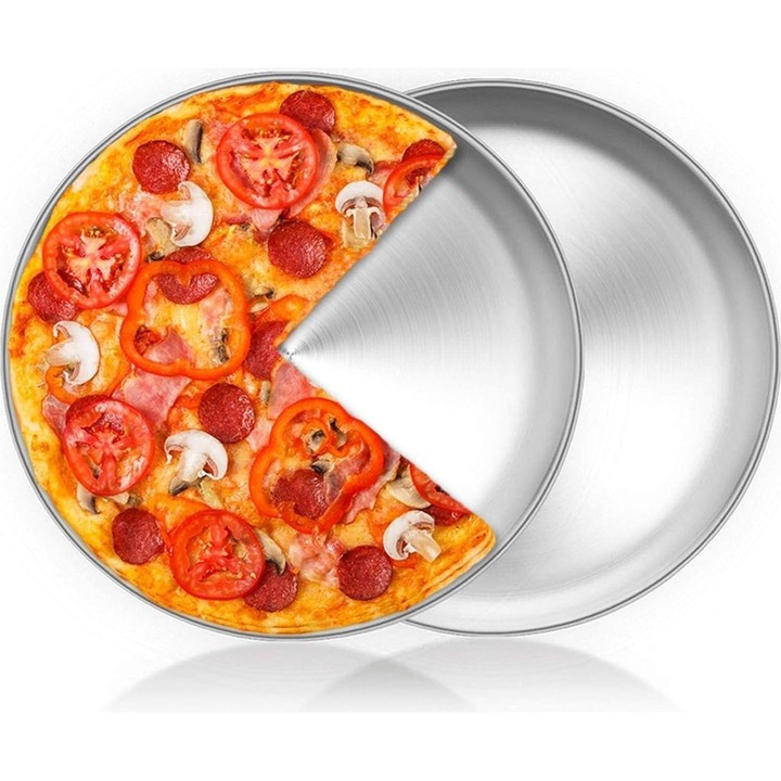 Set de tavi copt rotunde din otel inoxidabil, 30cm, rezistente la cuptor, lavabile in masina de spalat vase