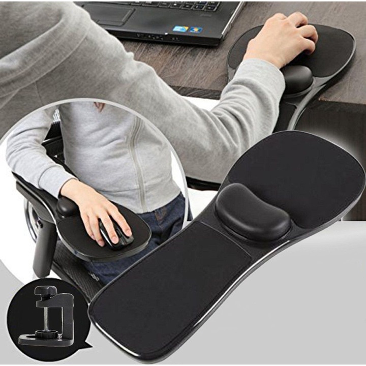 Suport ergonomic pentru brat, rotativ 180 grade, negru