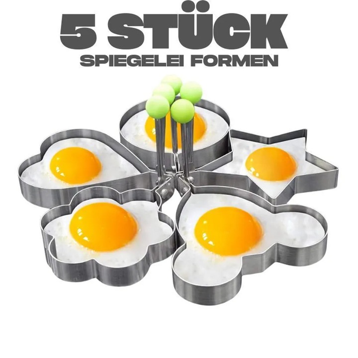 Set de 5 forme pentru oua, diverse forme, rezistente la caldura, reutilizabile