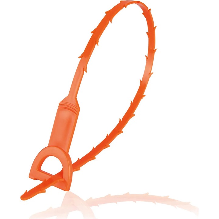 Perie spirala de desfundat 50,5 cm, portocalie, set de 8 bucati, pentru chiuvete, scurgeri, canalizari, bai