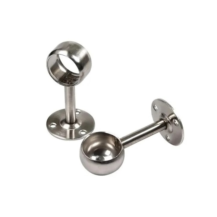Set de 2 suporturi pentru tija de perdea, 2.5 cm, finisaj nichelat, montare pe tavan