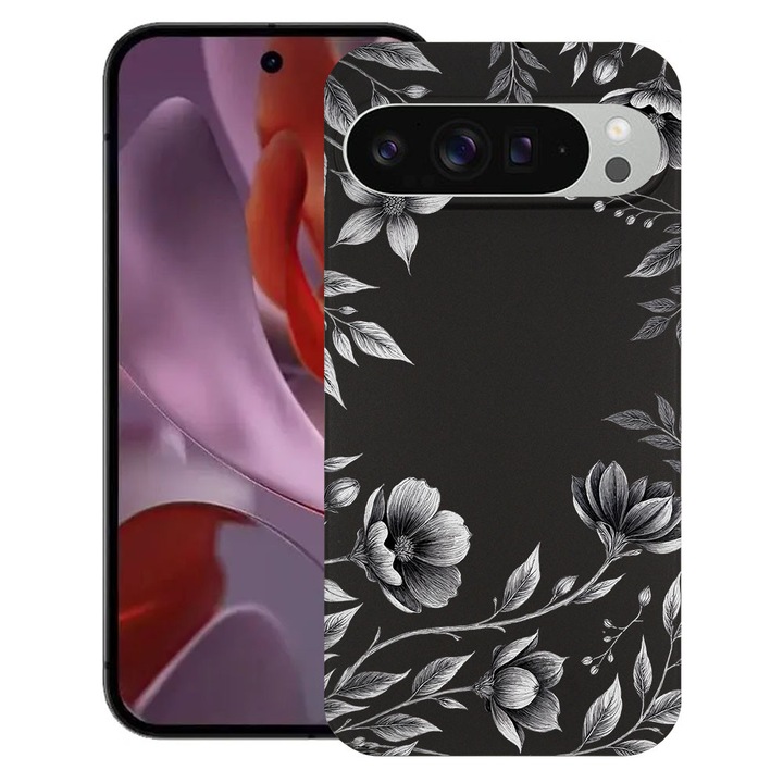BestCase® Husa TPU Ultra Slim Compatibila cu Google Pixel 10 / 10 Pro, Black Floral, 2030992 B 2035