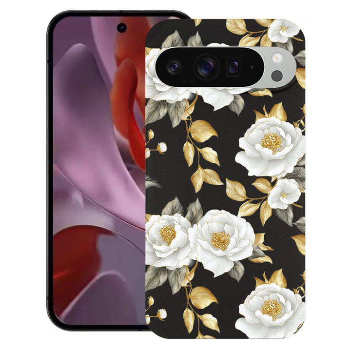 BestCase® Husa TPU Ultra Slim Compatibila cu Google Pixel 10 / 10 Pro, Floral - Aesthetic Golden Camellia, 2030992 B 2075
