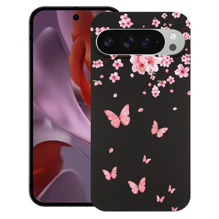BestCase® Husa TPU Ultra Slim Compatibila cu Google Pixel 10 Pro XL, Pink Cherry Blossom & Butterflies, 2052000 B 2045