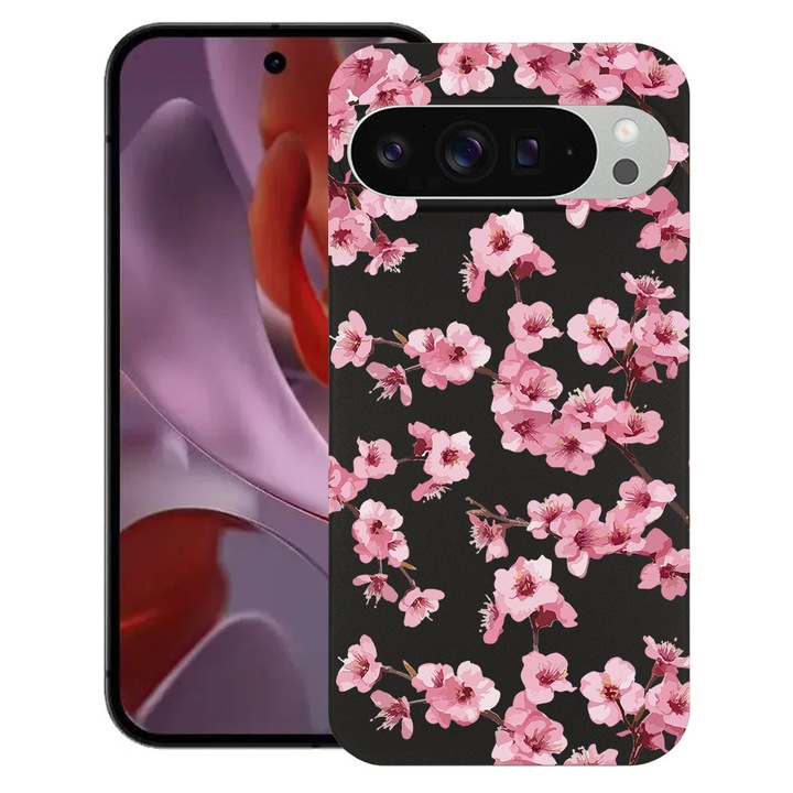 BestCase® Husa TPU Ultra Slim Compatibila cu Google Pixel 10 / 10 Pro, Floral - Aesthetic Pink Cherry, 2030992 B 2042