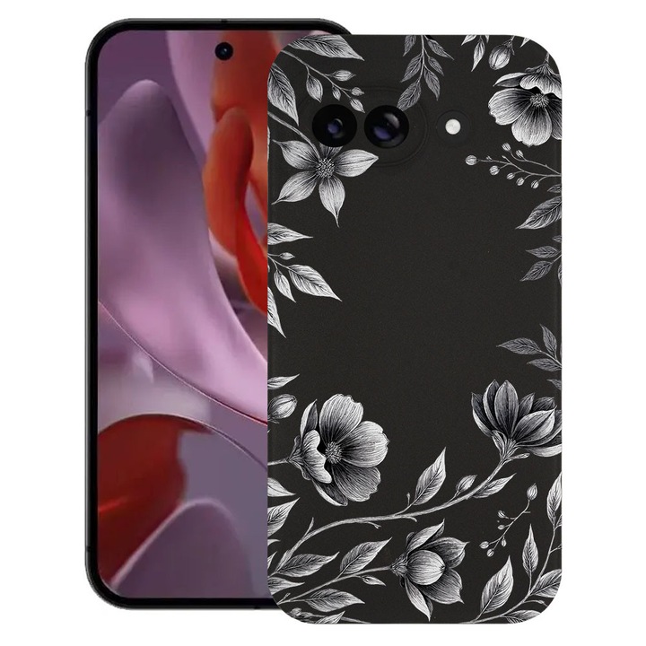BestCase® Husa TPU Ultra Slim Compatibila cu Google Pixel 10a, Black Floral, 3128367 B 2035