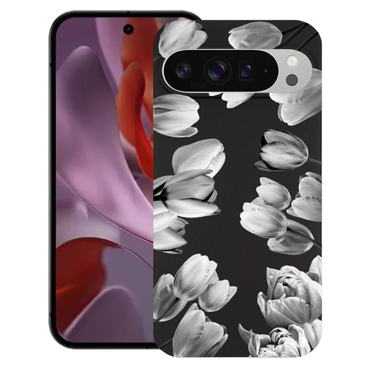 BestCase® Husa TPU Ultra Slim Compatibila cu Google Pixel 10 / 10 Pro, Floral - Black Tulip, 2030992 B 2086