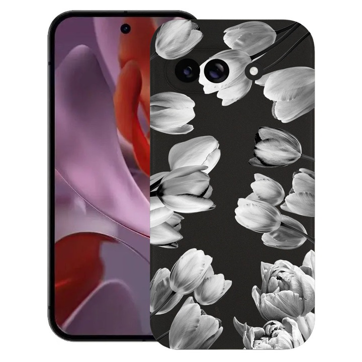 BestCase® Husa TPU Ultra Slim Compatibila cu Google Pixel 9a, Floral - Black Tulip, 1926335 B 2086