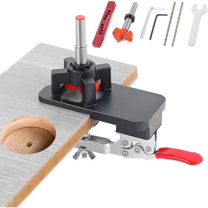 Set pozitionare balama pentru usi, 3 in 1, ajustabil, pentru gaurirea balamalelor, unelte de tamplarie