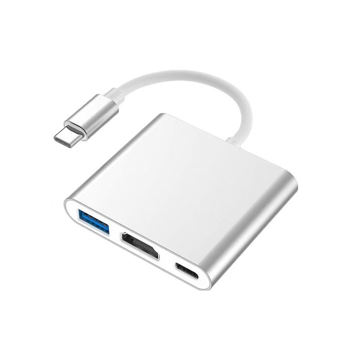 C típusú dokkolóállomás HDMI + USB HD-vel, 3 az 1-ben adapter, kábelátalakító