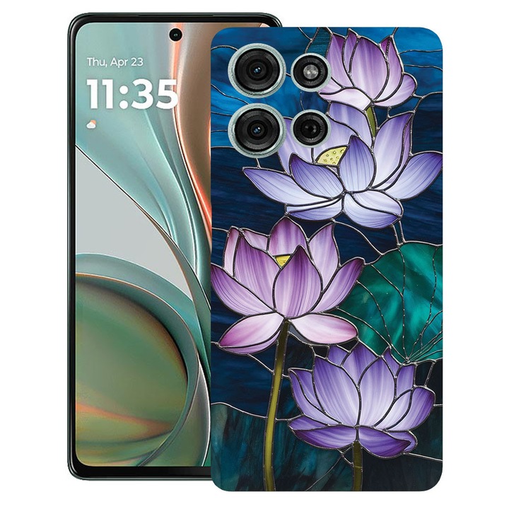 BestCase® Husa TPU Ultra Slim Compatibila cu Motorola Edge 50 Pro, Floral - Stained Glass Lotus, 1803093 B 2072