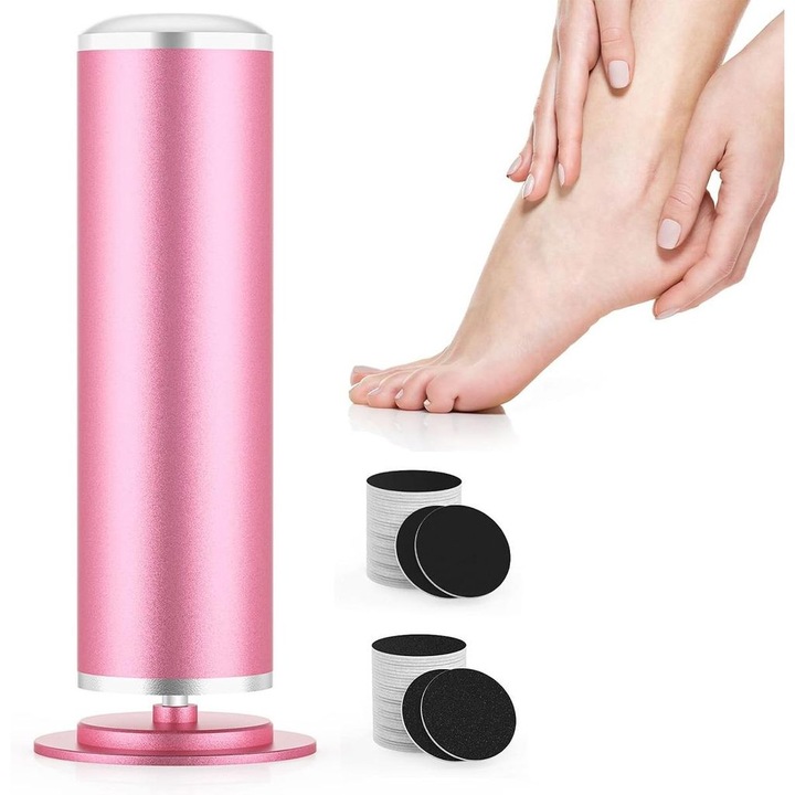 Dispozitiv electric pentru indepartarea calusurilor, 60 de pad-uri de smirghel, viteza ajustabila, directie de rotatie, pentru picioare moi si netede