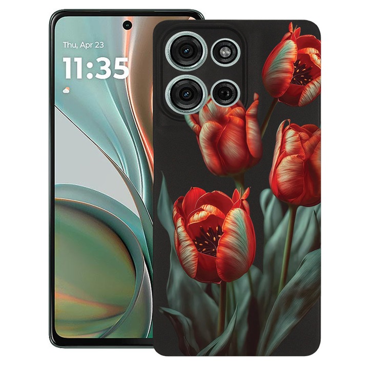BestCase® Husa TPU Ultra Slim Compatibila cu Motorola Moto G15 / G17 / G17 Power, Floral - Red Tulip, 1926337 B 2087