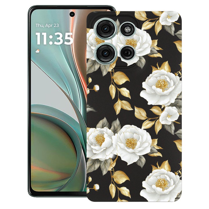 BestCase® Husa TPU Ultra Slim Compatibila cu Motorola Moto G15 / G17 / G17 Power, Floral - Aesthetic Golden Camellia, 1926337 B 2075