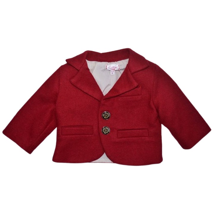 Sacou elegant, din bumbac, pentru baieti, Colibri SC0804R, Rosu 80 CM