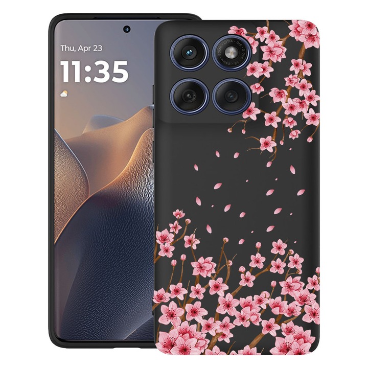 BestCase® Husa TPU Ultra Slim Compatibila cu Motorola Edge 60 Pro, Floral - Pink Cherry Blossom, 2052050 B 2044