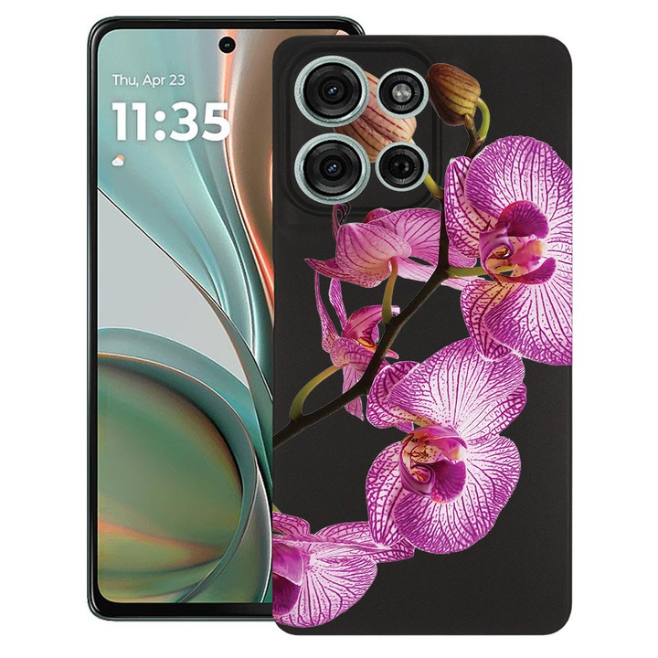 BestCase® Husa TPU Ultra Slim Compatibila cu Motorola Moto G15 / G17 / G17 Power, Floral - Pink Orchid, 1926337 B 2064