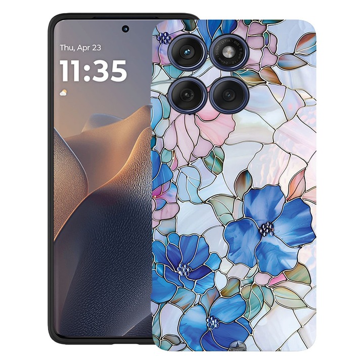 BestCase® Husa TPU Ultra Slim Compatibila cu Motorola Edge 60 Pro, Floral - Stained Glass Hydrangea, 2052050 B 2081