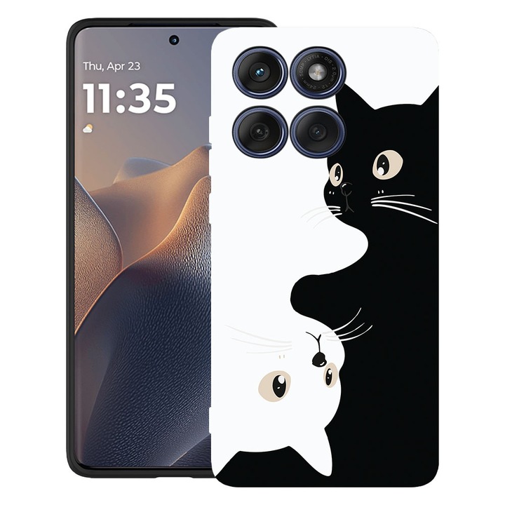 BestCase® Husa TPU Ultra Slim Compatibila cu Motorola Edge 60 Pro, Black&White Cats, 2052050 B 2017