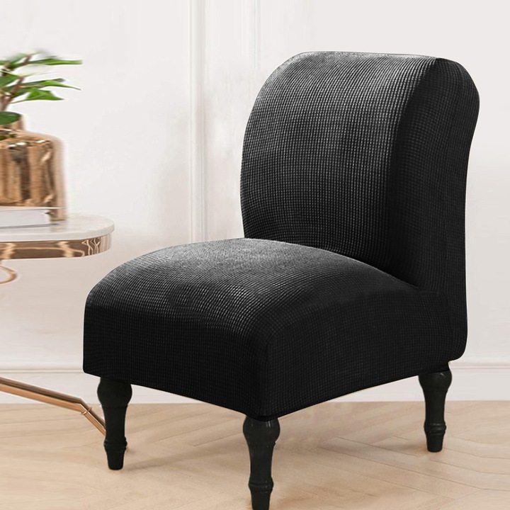 Husa elastica pentru canapea, neagra, din poliester, rezistenta la apa, lavabila, set