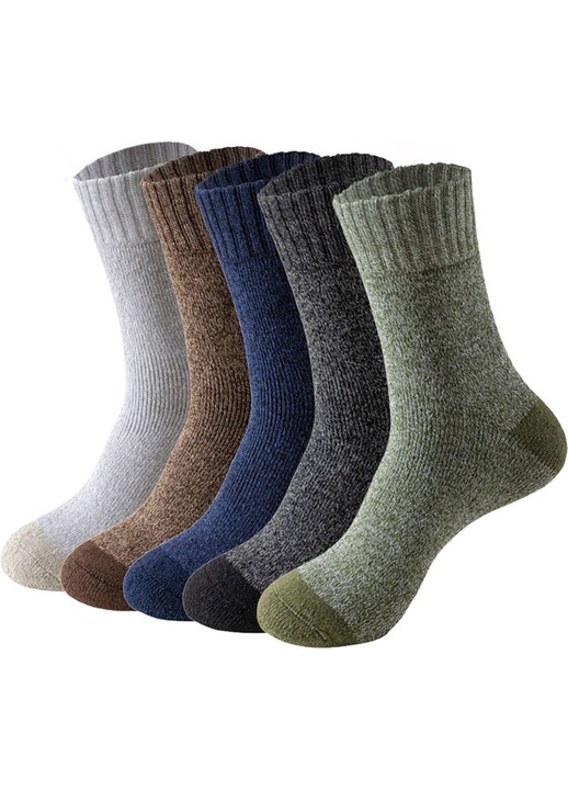 Sosete barbati, 5 perechi, lana, calduroase, rezistente, multicolor
